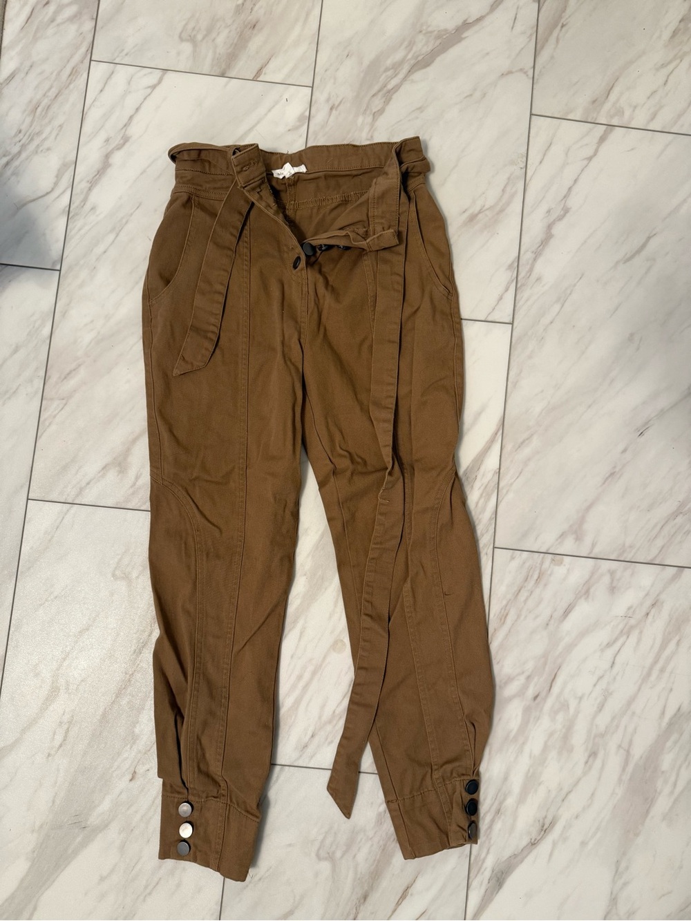 Blu Pepper Tan Paperbag Waist Chinos with Self-Tie Belt